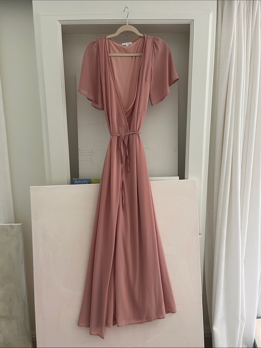 Mauve dusty pink Wrap Maxi Dress with Tie Waist XS - S